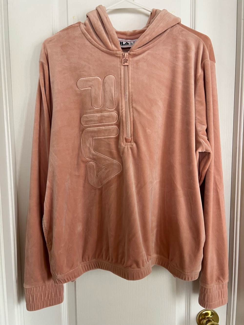 FILA Pink Velour Zip-Up Hoodie